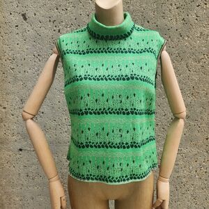 Vintage Green and Black Sleeveless Top